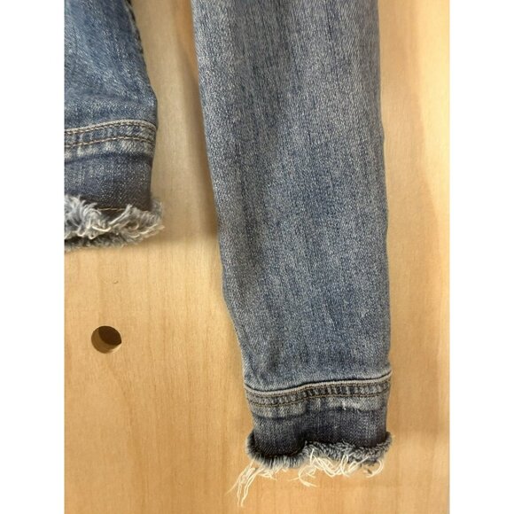 Articles Of Society Distressed Denim Jacket Size Small Raw Hem Blue Jean - Picture 8 of 15